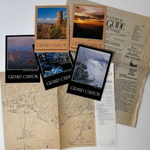 Vintage Grand Canyon Postcards & Park Guide Map Lot | 1980s Travel Ephemera